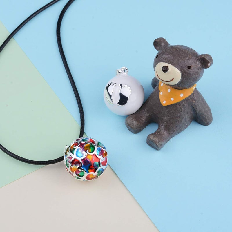 EUDORA Harmony Ball Necklace Flower-de-luce Colorful Chime Pendant Pregnancy Gift 30" & 45" Chian - Image 3